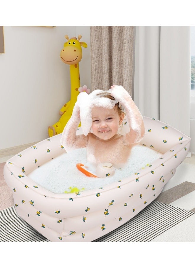 Inflatable Baby Bathtub, Toddler Bath Seat for 6 Months Up Baby,Protable Bath Tub for Newborn with Built-in Air Pump(Flower)