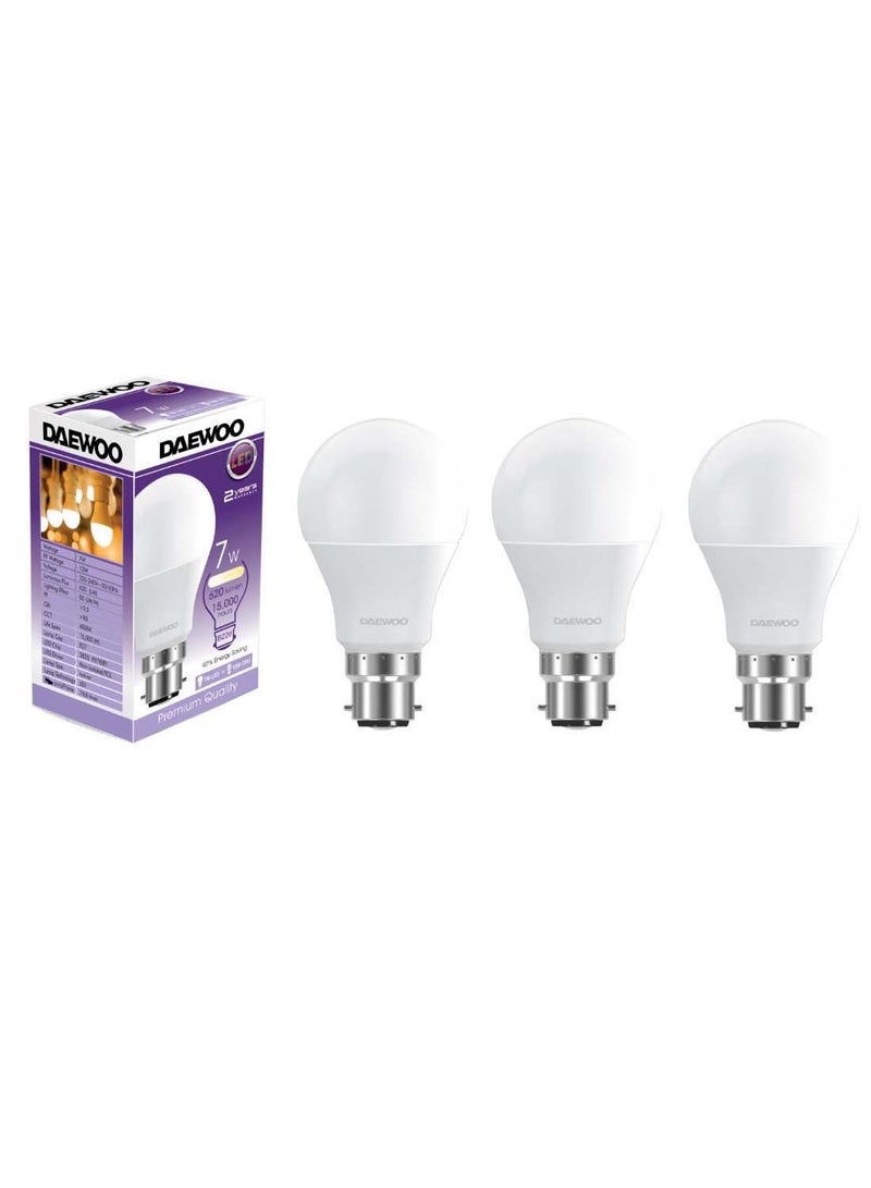 3-Piece LED Bulb Set White/Silver