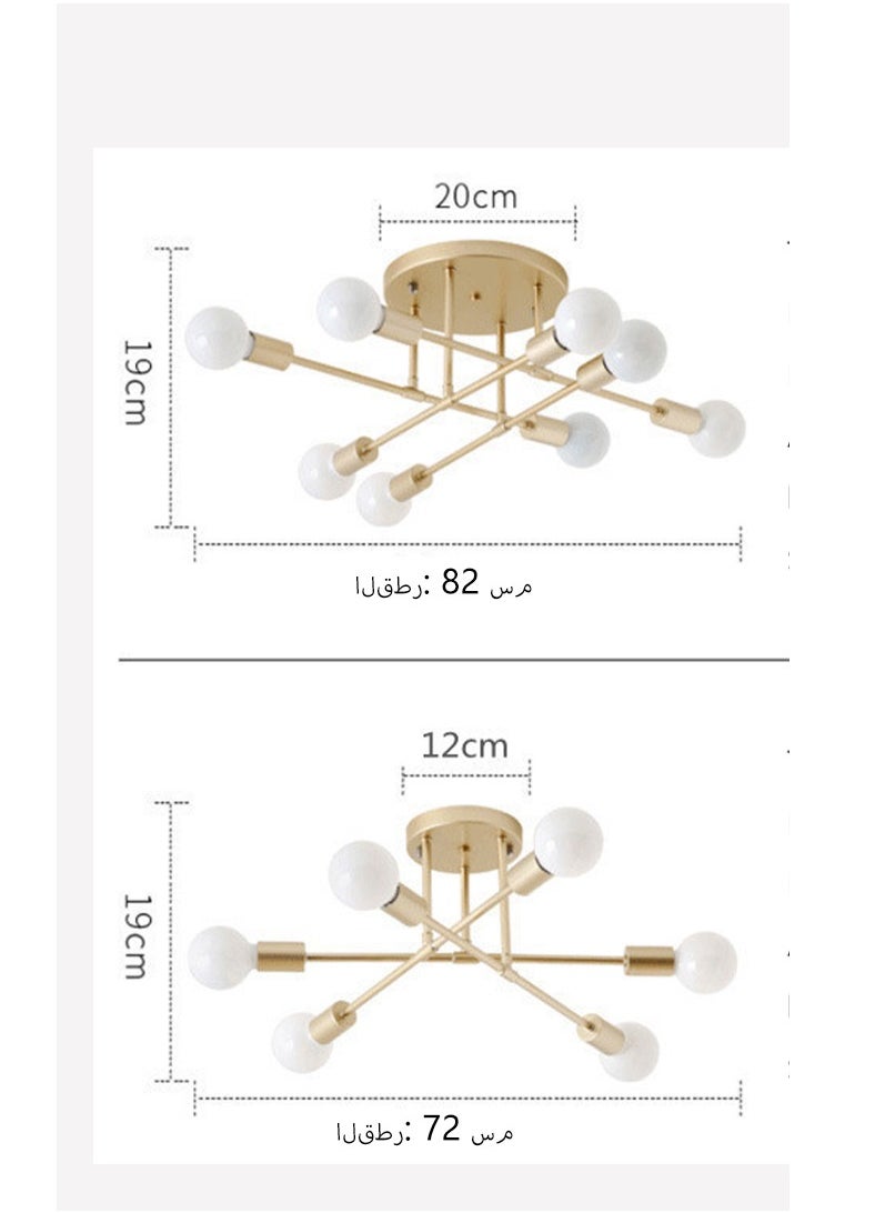 Chandelier, Modern Ceiling Lighting, 6 Lights E27 Adjustable Industrial Mount Pendant Light Fixture for Kitchen, Living Room , Dining Room, Bedroom Foyer, White Gold, Bulbs Not Included