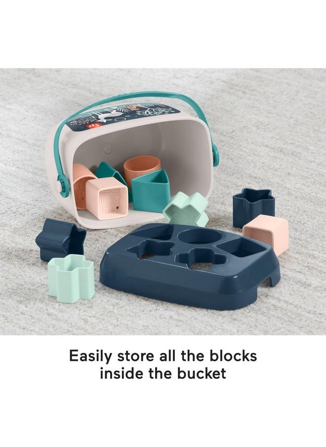 Stacking Toy Baby’S First Blocks Set Of 10 Shapes For Sorting Play For Infants Ages 6+ Months, Navy Fawn