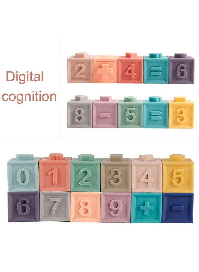 Baby Blocks Soft Building Blocks Baby Toys Teethers Toy Educational Squeeze Play With Numbers Animals Shapes Textures 6 Months And Up 12Pcs