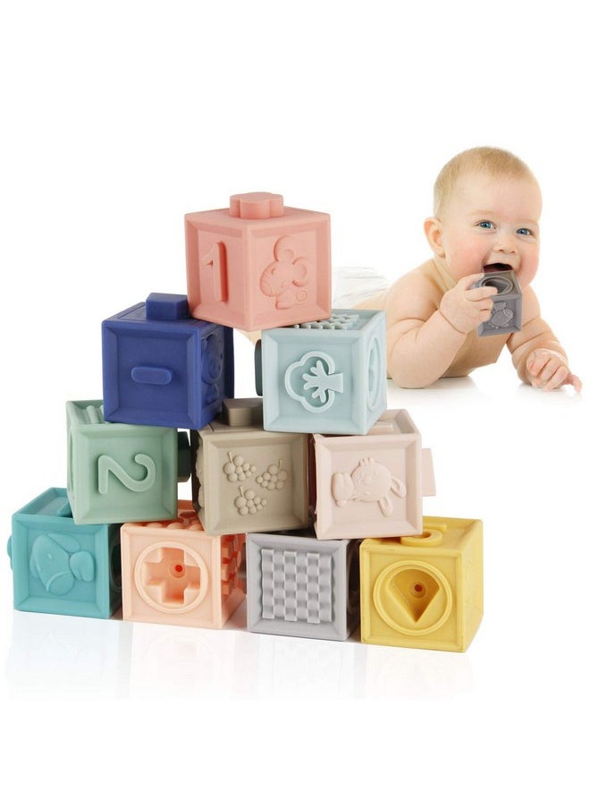 Baby Blocks Soft Building Blocks Baby Toys Teethers Toy Educational Squeeze Play With Numbers Animals Shapes Textures 6 Months And Up 12Pcs