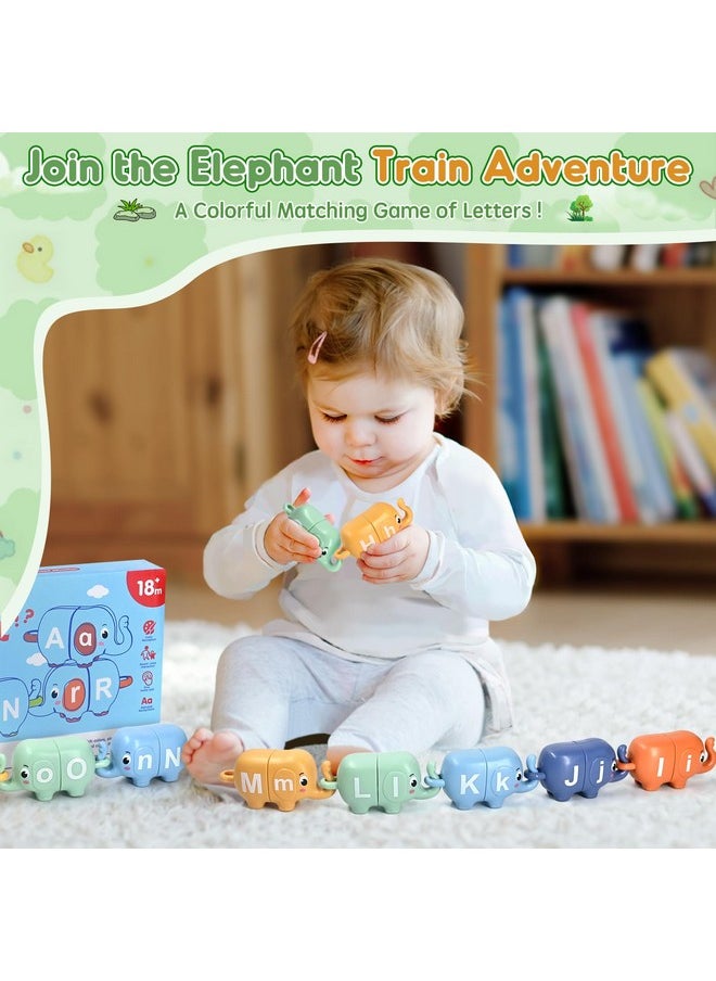 Elephant Alphabet Matching Puzzle Toys For Toddlers 18+ Months, 13 Pcs Abc Learning Game Fun Preschool Educational Classroom Toy For 2 3 4 Year Old Boys & Girls, Ideal 1St Birthday Gift