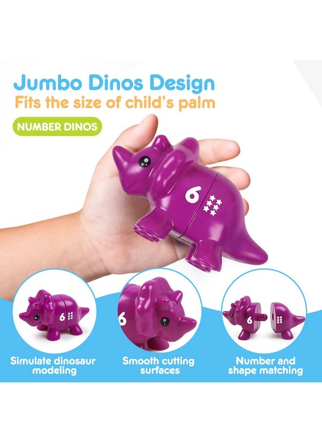 Numbers Matching Dinosaur Toy 1-10 Counting Sorting Game Double-Sided Dino Fine Motor Toys Number Recognition Learning Toy, Stocking Stuffers For For Kids Boys Girls