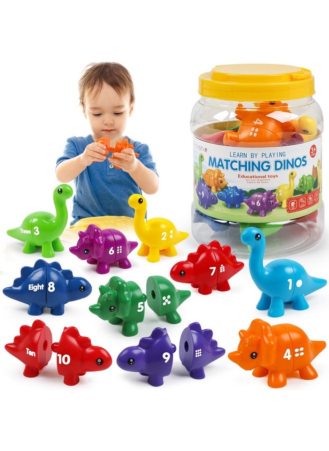 Numbers Matching Dinosaur Toy 1-10 Counting Sorting Game Double-Sided Dino Fine Motor Toys Number Recognition Learning Toy, Stocking Stuffers For For Kids Boys Girls