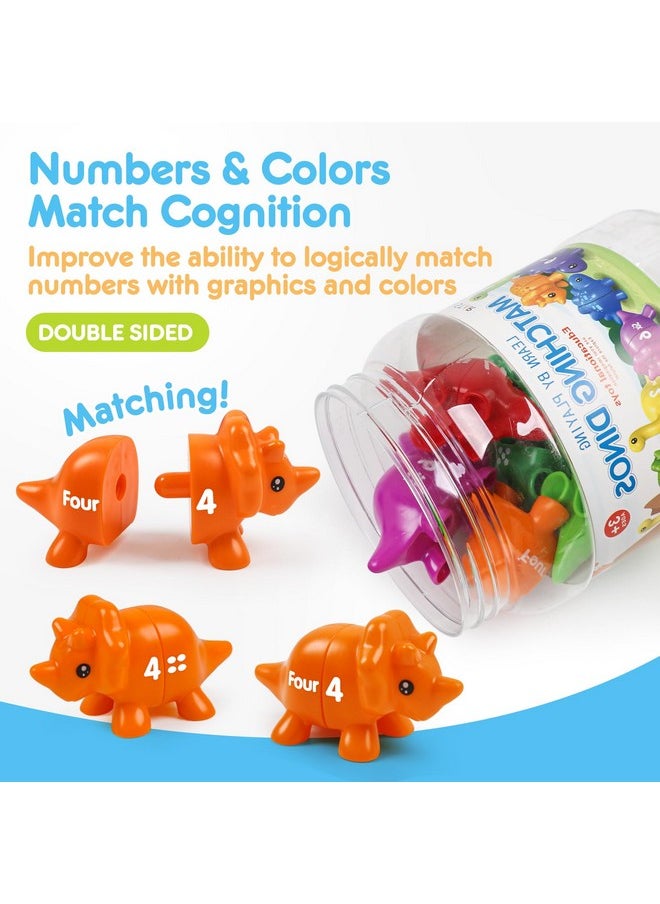 Numbers Matching Dinosaur Toy 1-10 Counting Sorting Game Double-Sided Dino Fine Motor Toys Number Recognition Learning Toy, Stocking Stuffers For For Kids Boys Girls