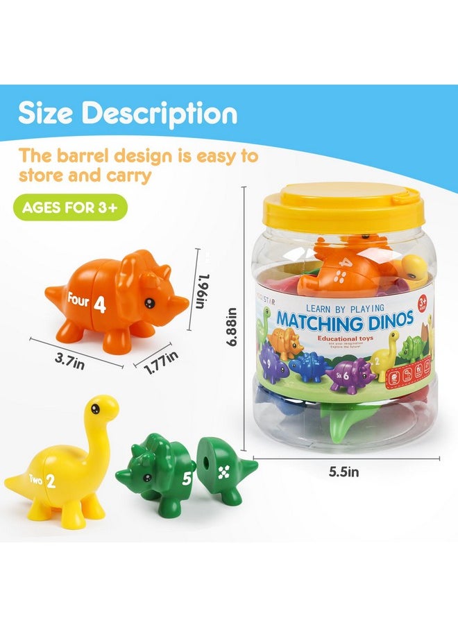 Numbers Matching Dinosaur Toy 1-10 Counting Sorting Game Double-Sided Dino Fine Motor Toys Number Recognition Learning Toy, Stocking Stuffers For For Kids Boys Girls