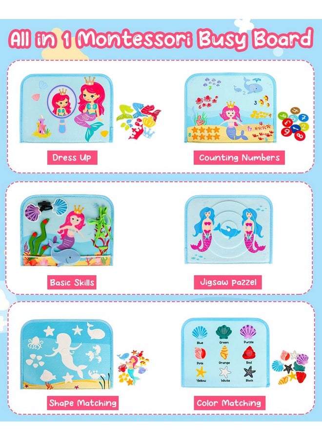 Toddler Busy Board,Montessori Toy For 1 2 3 4 Years Old Girls, Sensory Toys To Learn Fine Motor Skills,Educational Activities Busy Book For Airplane Car Travel