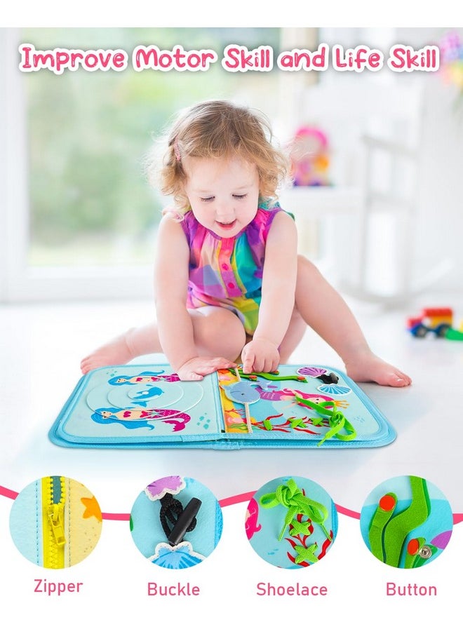 Toddler Busy Board,Montessori Toy For 1 2 3 4 Years Old Girls, Sensory Toys To Learn Fine Motor Skills,Educational Activities Busy Book For Airplane Car Travel