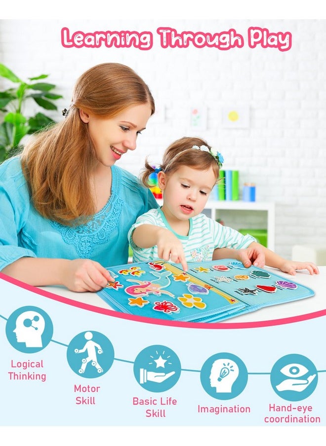 Toddler Busy Board,Montessori Toy For 1 2 3 4 Years Old Girls, Sensory Toys To Learn Fine Motor Skills,Educational Activities Busy Book For Airplane Car Travel
