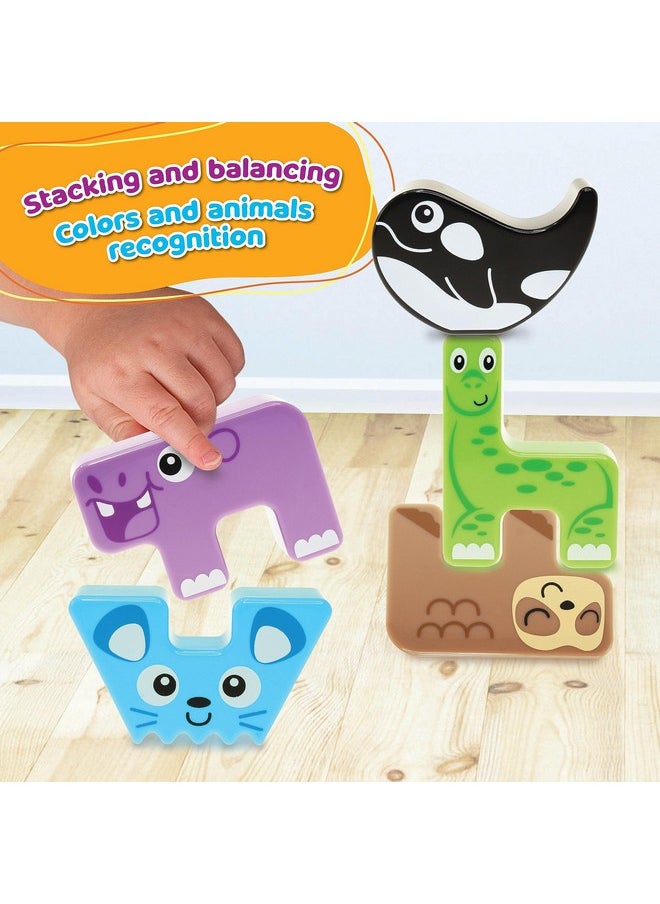 Montessori Puzzle N’ Stack Animals Toys, Kids Stacking Building Animal Blocks Toy For Toddler Preschool, Fun Educational Stacker Gifts For 12 18 24 36 Months, 1 2 3 4 Year Old