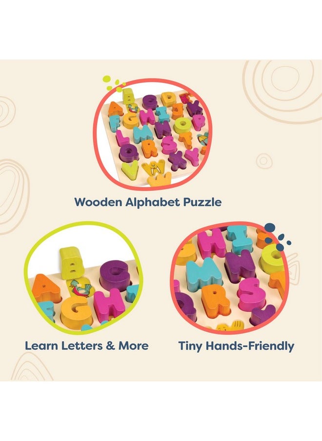 - Alpha B. Tical- Wooden Alphabet Puzzle - 26 Letter Pieces - Chunky Wooden Puzzle - Educational Toys For Toddlers, Kids - 18 Months +