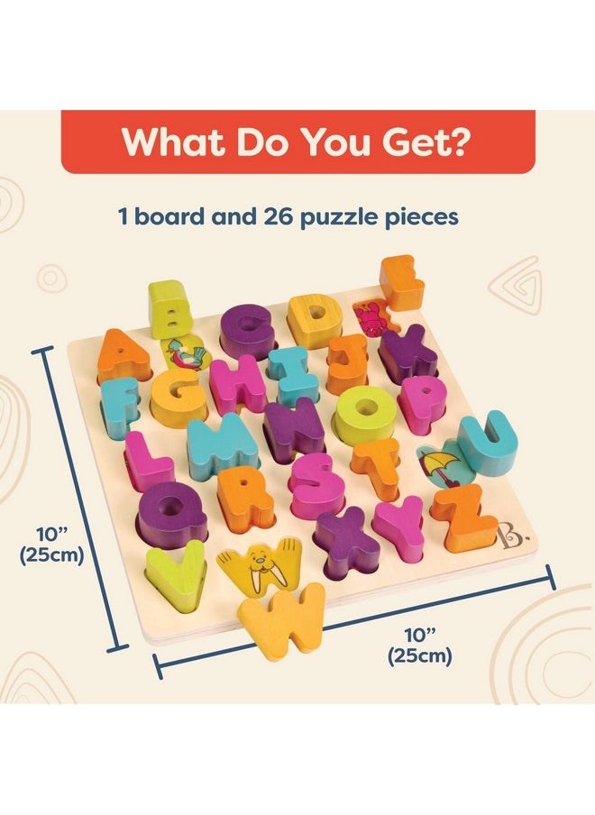 - Alpha B. Tical- Wooden Alphabet Puzzle - 26 Letter Pieces - Chunky Wooden Puzzle - Educational Toys For Toddlers, Kids - 18 Months +