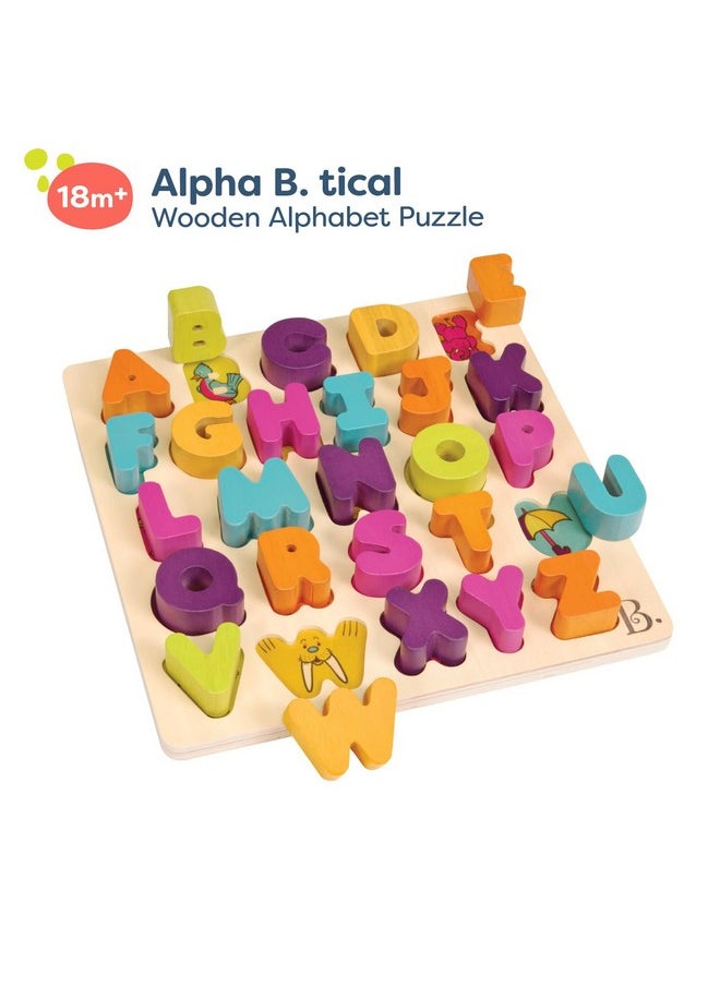- Alpha B. Tical- Wooden Alphabet Puzzle - 26 Letter Pieces - Chunky Wooden Puzzle - Educational Toys For Toddlers, Kids - 18 Months +