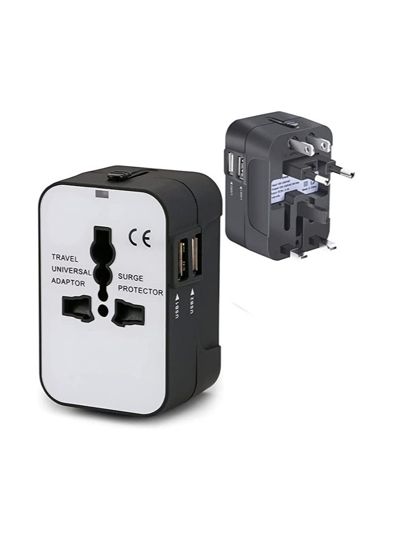 Universal Power socket Travel Adapter International All in One Worldwide Travel Adapter Wall Charger AC Power Plug Adapter Charger with Dual USB Port