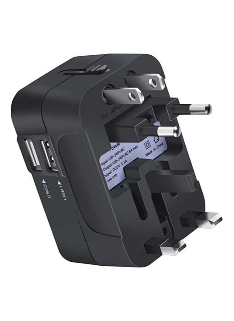 Universal Power socket Travel Adapter International All in One Worldwide Travel Adapter Wall Charger AC Power Plug Adapter Charger with Dual USB Port