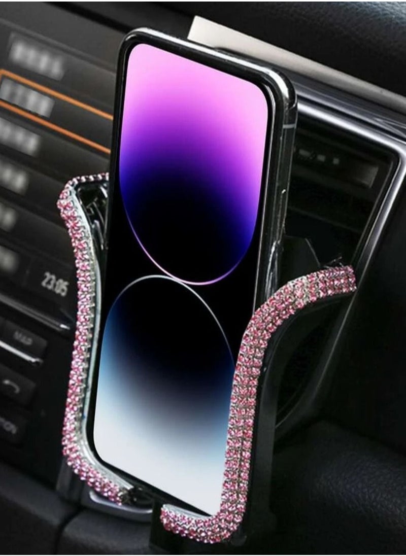 Rheinstone decor car air outlet phone holder luxury and stylish look best gift item for woman girls  Car Dash Air Vent Automatic Adjustable