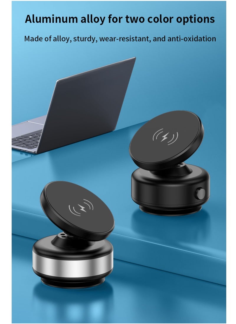 Vacuum Magnetic Wireless Car Charger Mount, Compatible with Various iPhone Series, 360°Rotation, Strong Magnets, Air Vent u0026 Dashboard Suction Cup, Applicable to Car Kitchen Mirro Gym Bath Shower