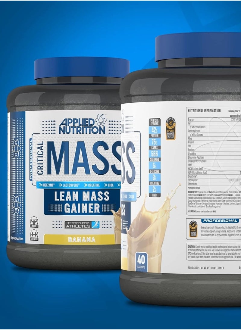 Applied Nutrition Critical Mass,Lean Mass Gainz,Banana Flavor, 2.4Kg,40 Servings