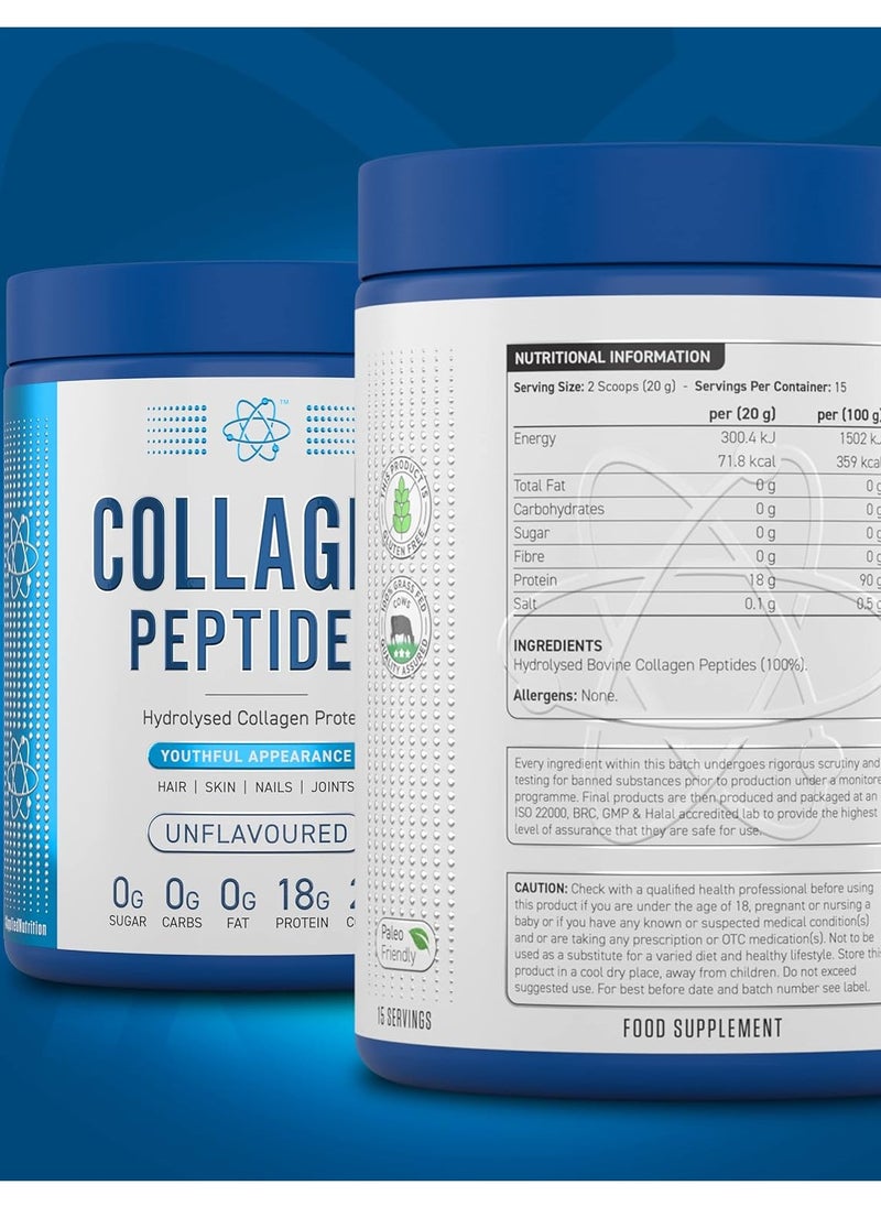 Applied Nutrition Collagen Peptides, Unflavored, 300g, 15 Serving