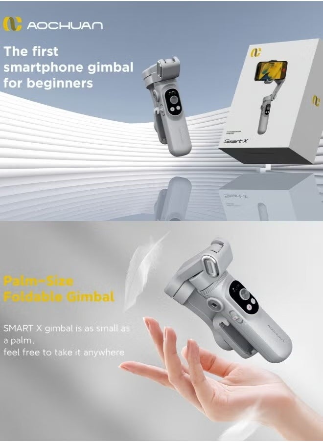 Smart X 3-Axis Foldable Handheld Gimbal Stabilizer with Fill Light For Smart Phone Action Camera