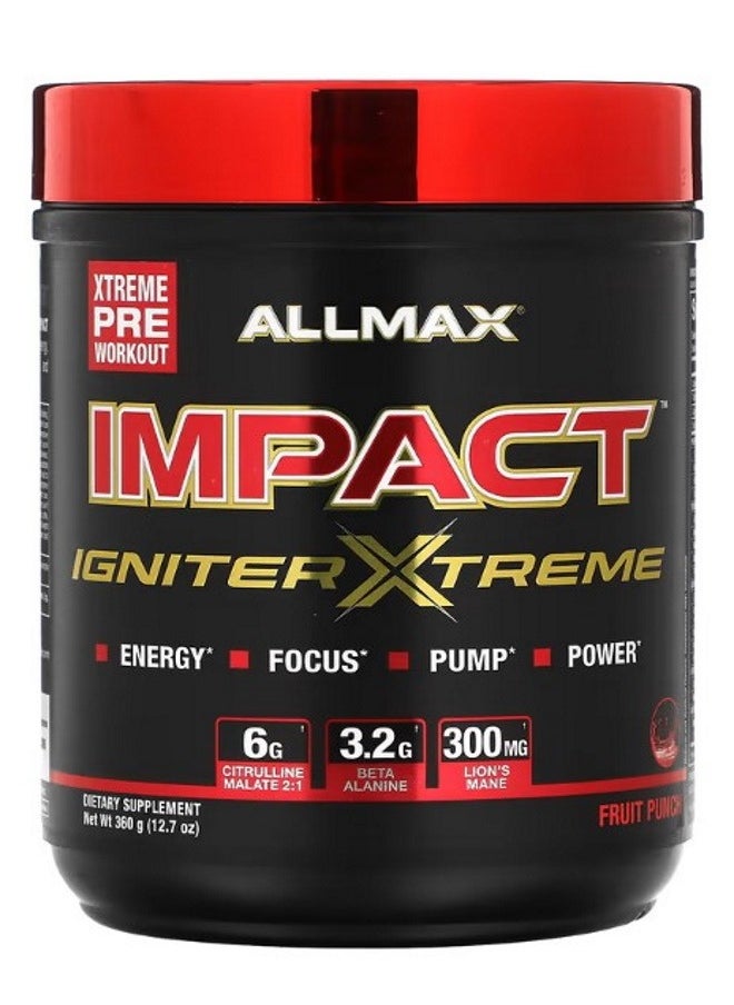 IMPACT Igniter Xtreme PreWorkout Fruit Punch 12.7 oz 360 g