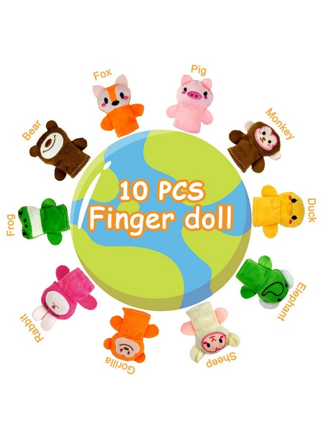 10-Pcs Finger Puppets For Toddlers Story Time - Soft Velvet Forest Animals Puppet Toys - Perfect For Role Playing, Classroom Learning, Party Favors, Travel, Therapy, Imagination Building