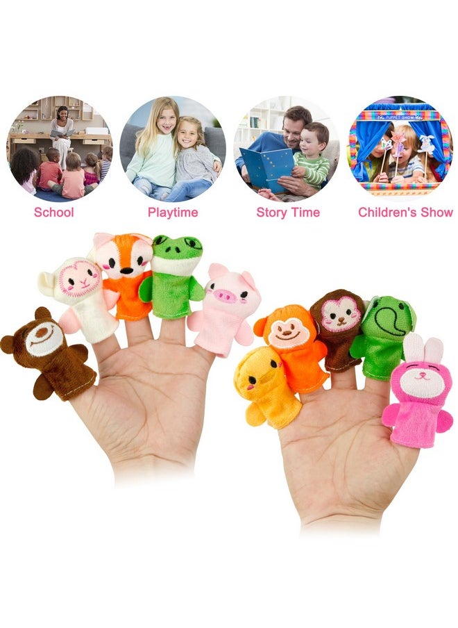 10-Pcs Finger Puppets For Toddlers Story Time - Soft Velvet Forest Animals Puppet Toys - Perfect For Role Playing, Classroom Learning, Party Favors, Travel, Therapy, Imagination Building