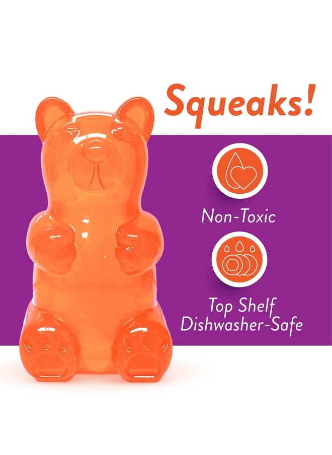 Spunky Bear Interactive Squeaky Dog Toys - Gummy Bear Shape, Crazy Bounce, Dishwasher-Safe, Assorted Neon Colors- Large