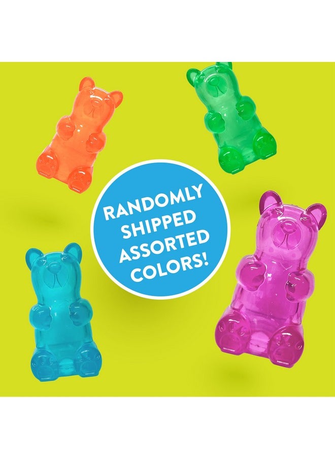 Spunky Bear Interactive Squeaky Dog Toys - Gummy Bear Shape, Crazy Bounce, Dishwasher-Safe, Assorted Neon Colors- Large