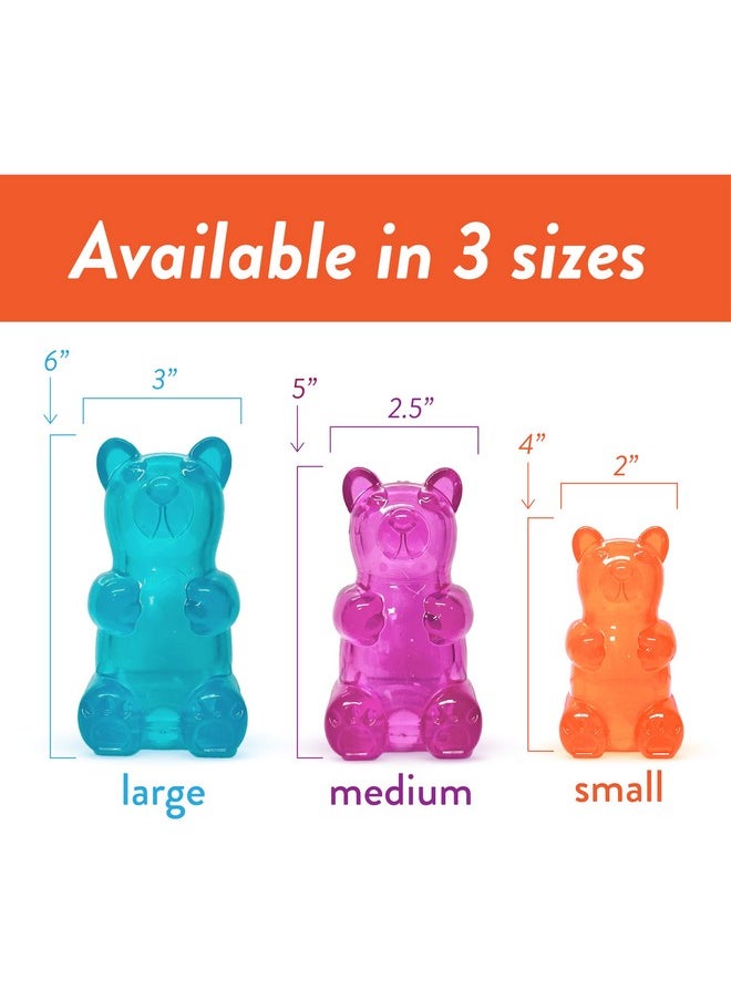 Spunky Bear Interactive Squeaky Dog Toys - Gummy Bear Shape, Crazy Bounce, Dishwasher-Safe, Assorted Neon Colors- Large