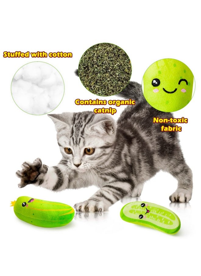 5Pcs Pickle Cat Toys, Kitten Catnip Toys For Cat Lover Gifts, Indoor Cat Chew Bite Kick Plush Cucumber Catmint Kitten Toys Supplies Interactive Cat Toy With Cute Expression For Pet Presents