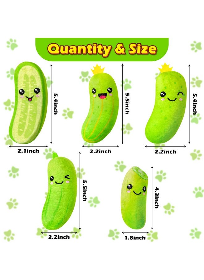 5Pcs Pickle Cat Toys, Kitten Catnip Toys For Cat Lover Gifts, Indoor Cat Chew Bite Kick Plush Cucumber Catmint Kitten Toys Supplies Interactive Cat Toy With Cute Expression For Pet Presents