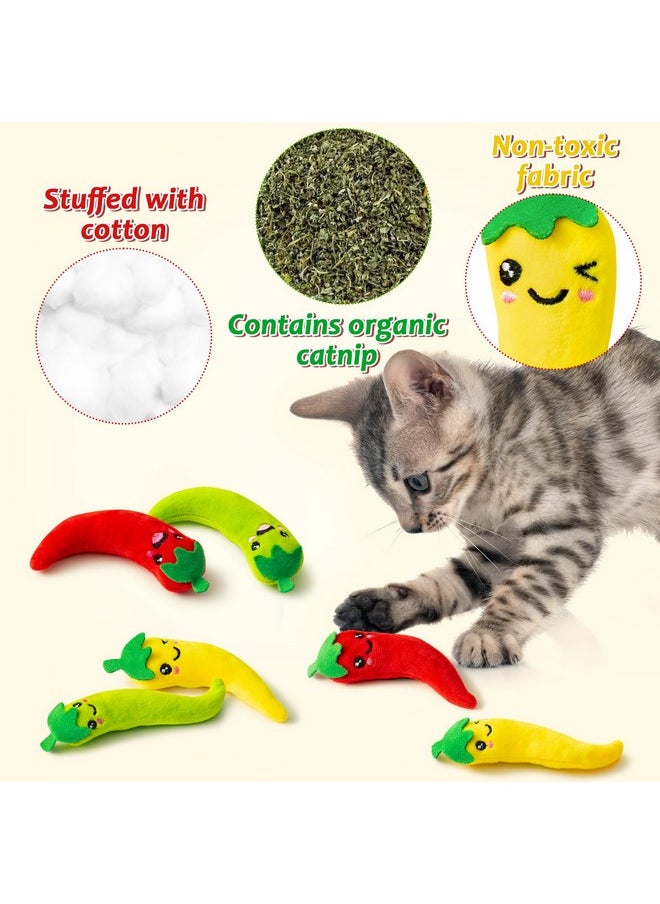 6Pcs Chili Catnip Toys For Cat, Indoor Cat Chew Bite Bunny Kick Plush Catmint Pet Toys Supplies For Cat Lover Gifts, Interactive Cat Kicker Toy Bite Resistant For Pet Presents