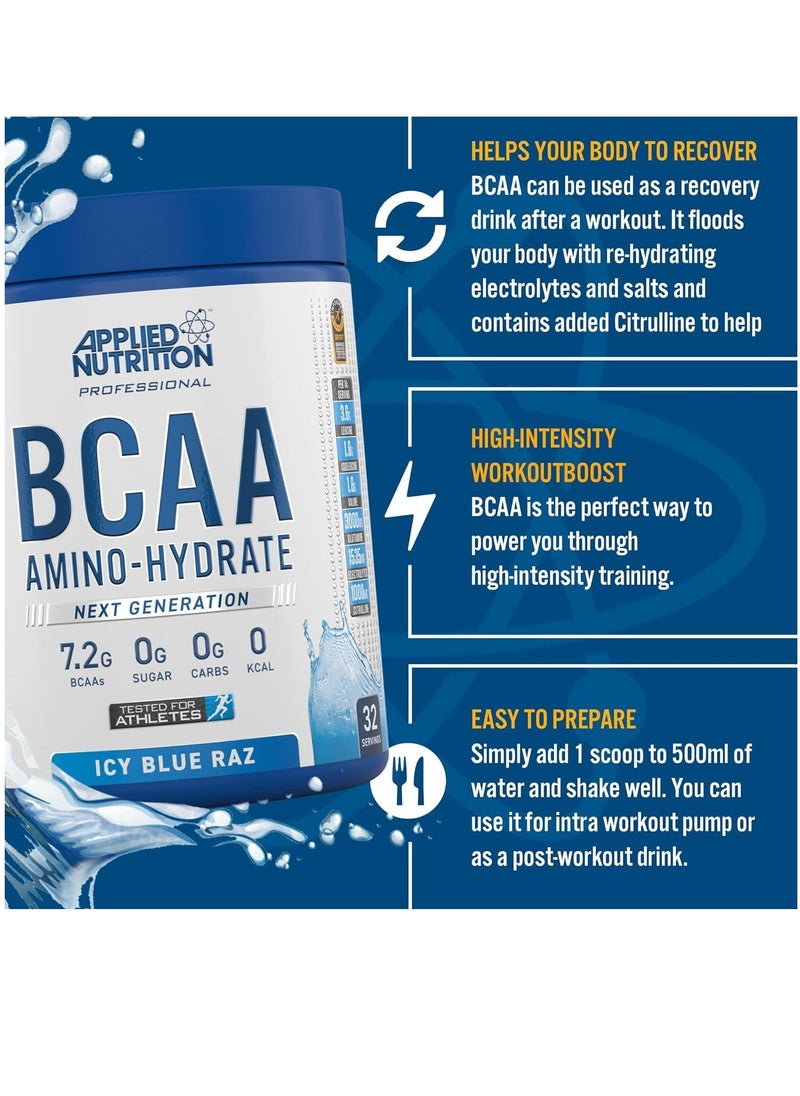 Applied Nutrition Bcaa Amino Hydrate, Icy Blue Raz Flavor, 450G, 32 Serving