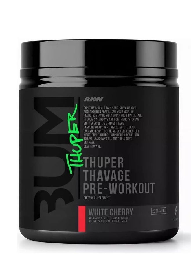 Thuper Thavage Pre Workout Sports Nutrition Supplement For Men And Women White Cherry 20 Servings