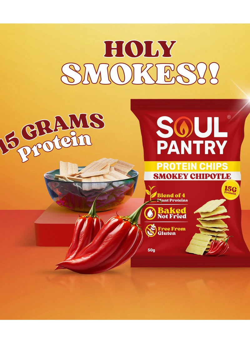 Soul Pantry Chips Variety Pack – Smokey Chipotle, Tuscan Tomato, Peri Peri, Cheese & Garlic, Himalayan Pink Salt – 75g Protein, High Protein, Low-Calorie Vegan Snack(Pack 10, 5 Falvors)