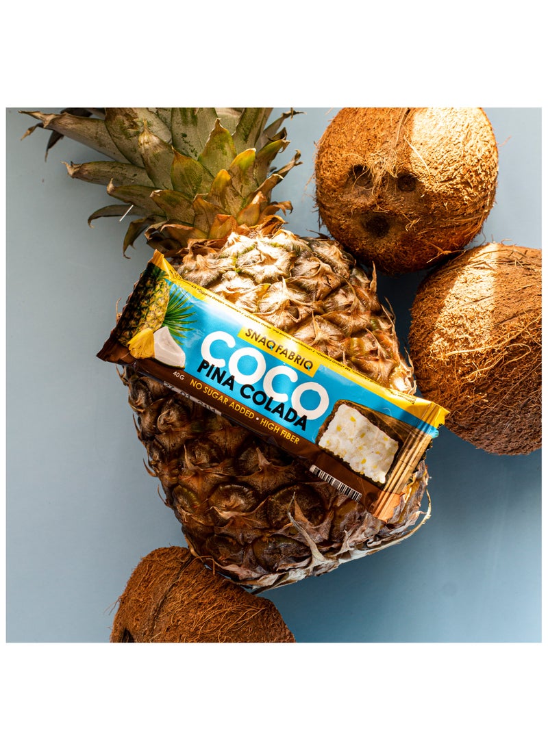 Coco Bar Pina Colada Flavor No Sugar Added and High Fiber 12x40g