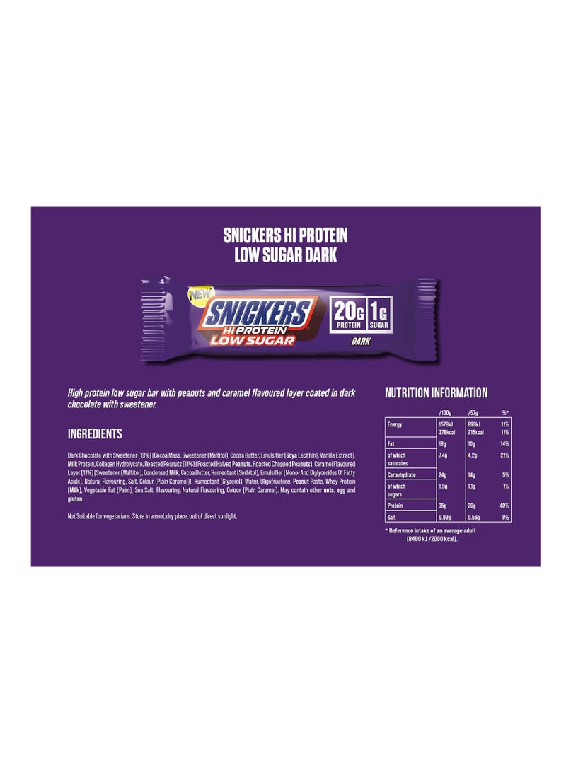 Snickers High Protein Low Sugar Bar Dark Chocolate 57g Pack of 12