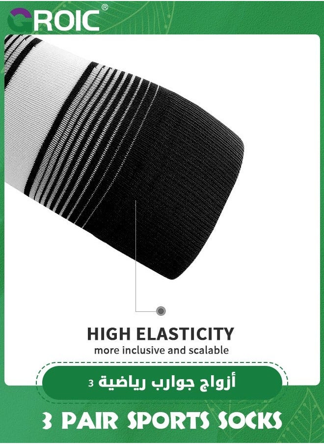 3 Pair Elite Football Socks, Athletic Socks with 3D Ankle Protection, Basketball & Running Compression Cushion Sport Soccer Unisex