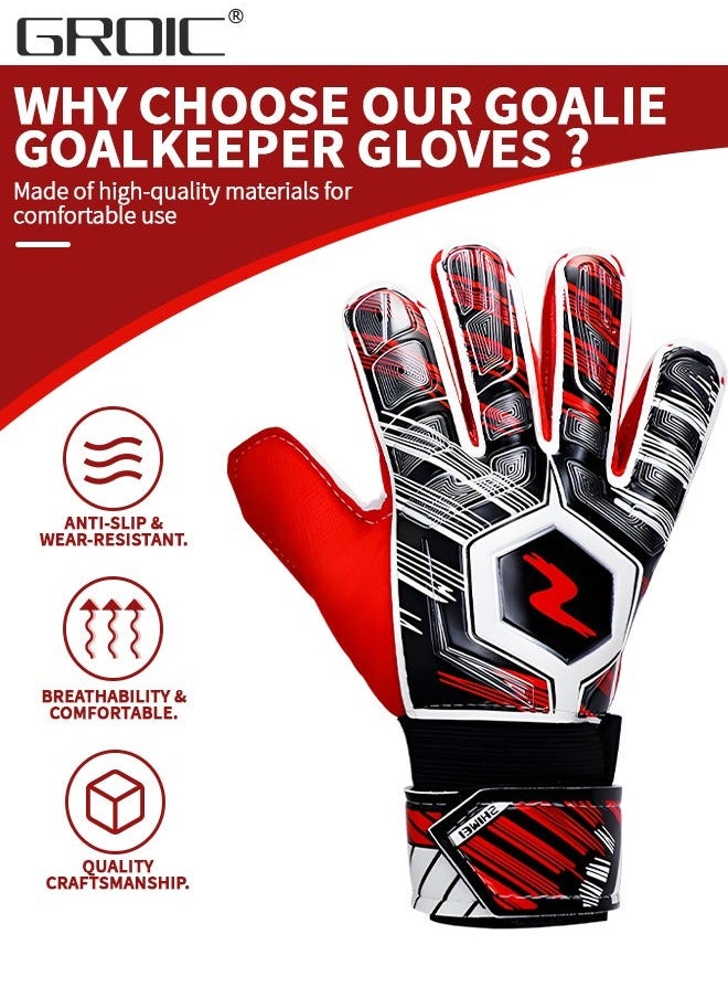 Soccer Goalie Goalkeeper Gloves, Football Gloves with Strong Grips Palms, Anti-Slip Sports Protective Equipment, High Non-Slip Grip Flexible Lightweight Receiver Glove Adults Sizes