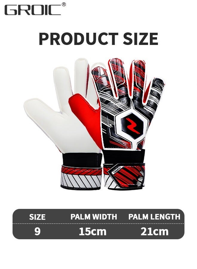 Soccer Goalie Goalkeeper Gloves, Football Gloves with Strong Grips Palms, Anti-Slip Sports Protective Equipment, High Non-Slip Grip Flexible Lightweight Receiver Glove Adults Sizes