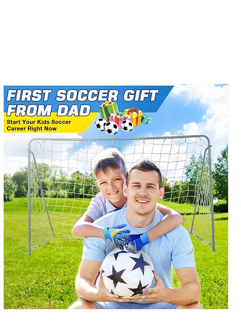 Youth Goalkeeper Soccer Gloves - Anti-Slip Latex Palm, Soft PU Back, Embossed Design for Kids and Teens