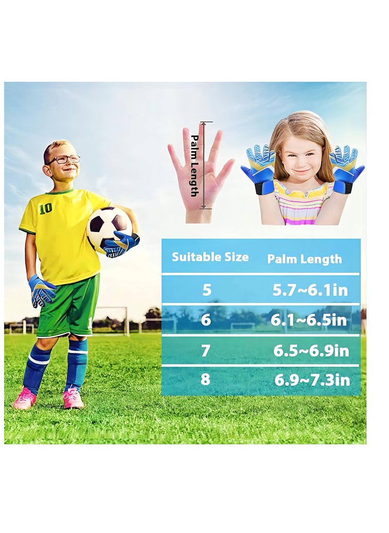 Youth Goalkeeper Soccer Gloves - Anti-Slip Latex Palm, Soft PU Back, Embossed Design for Kids and Teens