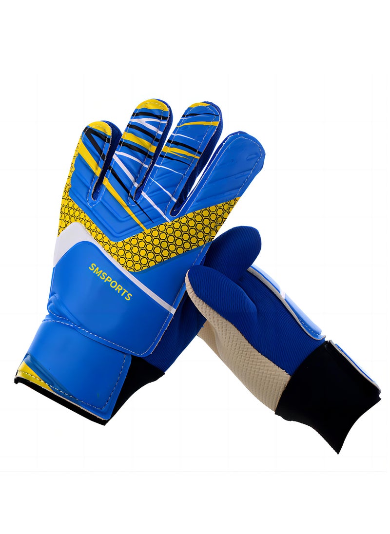 Youth Goalkeeper Soccer Gloves - Anti-Slip Latex Palm, Soft PU Back, Embossed Design for Kids and Teens