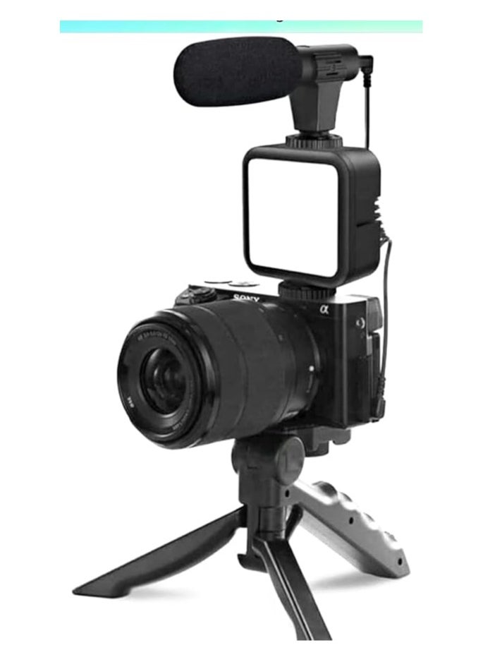 Vlogging Studio Kit: Mobile Phone Holder + Hand Grip/Mini Tripod, Compatible with Smartphones for TikTok, YouTube, Live Streaming, Includes 