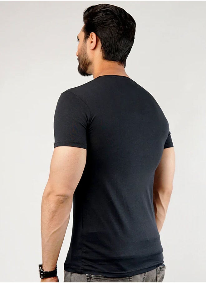 UNDERSHIRT COTTON LYCRA - (BLACK)