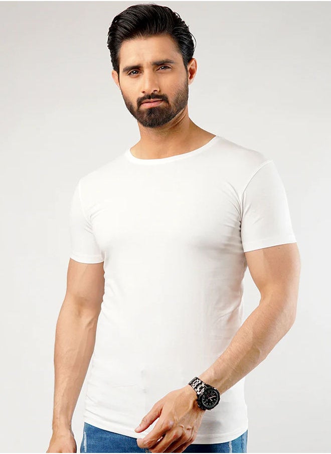 UNDERSHIRT COTTON LYCRA - (WHITE)