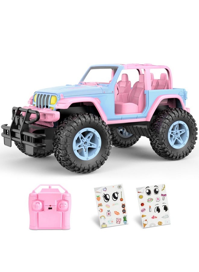 Remote Control Car For Kids 1:16 Scale 80 Min Play 2.4Ghz Off Road Rc Trucks With Stickers Toy Car Gift For Girls 3 4 5 6 Year Old