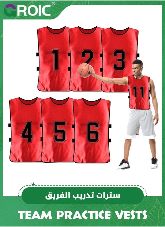 6 Pack Scrimmage Training Vest Team Sports Pinnies Reversible Numbered Soccer Pennies Youth Adult Jerseys, Pennies, Sports, Practice Bibs